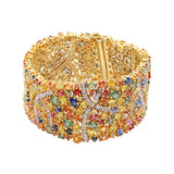 925 Sterling Silver Multi-Sapphire and Diamond Bracelet