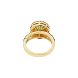 Natural Emerald Gemstone and Diamond 925 Sterling Silver Gold Plated ring
