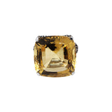 Natural Citrine Gemstone and Diamond 925 Sterling Silver Gold Plated ring