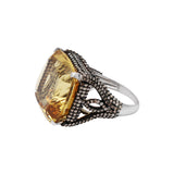 Natural Citrine Gemstone and Diamond 925 Sterling Silver Gold Plated ring