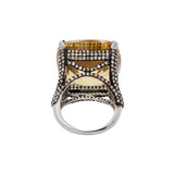 Natural Citrine Gemstone and Diamond 925 Sterling Silver Gold Plated ring