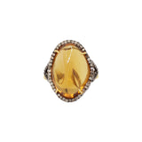 Diamond and Natural Citrine Gemstone 925 Sterling Silver Gold Plated Ring