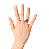 925 Sterling Silver Natural Tanzanite, Pink Sapphire Gemstone and Diamond Black Rhodium Ring