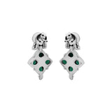 925 Silver Green Onyx and Pearl Gold Plated Designer Earring