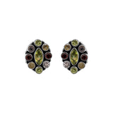 Designer Multi Gemstone 925 Silver Gold Plated Stud