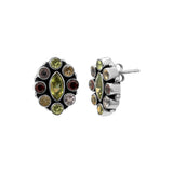 Designer Multi Gemstone 925 Silver Gold Plated Stud