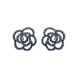 Flower Natural Blue Sapphire Gemstone 925 Sterling Silver Earring