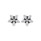 Natural White Topaz Gemstone 925 Sterling Silver Gold Plated Floral Stud
