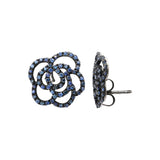 Flower Natural Blue Sapphire Gemstone 925 Sterling Silver Earring