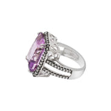 Natural Amethyst Gemstone and Diamond 925 Sterling Silver Ring