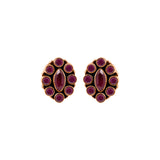 Designer Red Gemstone 925 Silver Rose Gold Plated Stud