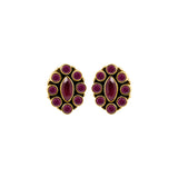 Designer Red Gemstone 925 Silver Rose Gold Plated Stud