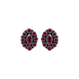 Designer Red Gemstone 925 Silver Rose Gold Plated Stud