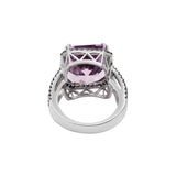 Natural Amethyst Gemstone and Diamond 925 Sterling Silver Ring