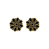 Floral Black Onyx Gemstone 925 Silver Rose Gold Plated Stud