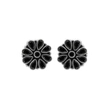 Floral Black Onyx Gemstone 925 Silver Rose Gold Plated Stud