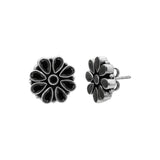 Floral Black Onyx Gemstone 925 Silver Rose Gold Plated Stud