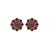 Pretty Natural Ruby Gemstone 925 Sterling Silver Gold Plated Floral Stud Earring