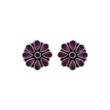 Pretty Natural Ruby Gemstone 925 Sterling Silver Gold Plated Floral Stud Earring