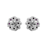 Pretty Natural Ruby Gemstone 925 Sterling Silver Gold Plated Floral Stud Earring