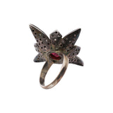 Star Ruby and Diamond 925 Sterling Silver Black Rhodium Ring