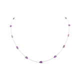 925 Sterling Silver Natural Amethyst Gemstone Rose Gold Plated Necklace