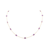 925 Sterling Silver Natural Amethyst Gemstone Rose Gold Plated Necklace