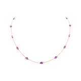 925 Sterling Silver Natural Amethyst Gemstone Rose Gold Plated Necklace