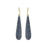 Natural Blue Sapphire Gemstone 925 Sterling Silver Gold Plated Drop Earring