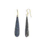 Natural Blue Sapphire Gemstone 925 Sterling Silver Gold Plated Drop Earring