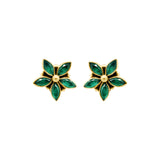 Natural Green Onyx Gemstone 925 Sterling Silver Gold Plated Earring