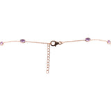 925 Sterling Silver Natural Amethyst Gemstone Rose Gold Plated Necklace