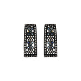 Natural Diamond and Blue Sapphire Gemstone 925 Sterling Silver Gold Plated Drop Earring