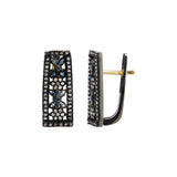 Natural Diamond and Blue Sapphire Gemstone 925 Sterling Silver Gold Plated Drop Earring