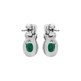 Cubic Zircon and Natural Green Onyx Gemstone 925 Sterling Silver Gold Plated Stud Earring
