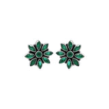 Natural Green Onyx Gemstone 925 Sterling Silver Gold Plated Designer Stud
