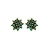 Natural Green Onyx Gemstone 925 Sterling Silver Gold Plated Designer Stud