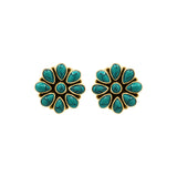 Natural Turquoise Gemstone 925 Sterling Silver Gold Plated Designer Stud