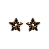 Floral Natural Black Onyx Gemstone 925 Sterling Silver Gold Plated Designer Stud