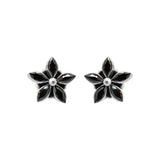 Floral Natural Black Onyx Gemstone 925 Sterling Silver Gold Plated Designer Stud
