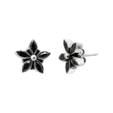 Floral Natural Black Onyx Gemstone 925 Sterling Silver Gold Plated Designer Stud