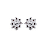 Floral Natural Ruby Gemstone 925 Sterling Silver Gold Plated Designer Stud