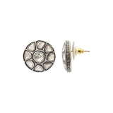 925 Sterling Silver Gold Plated Polki Diamond Precious Stud Earring