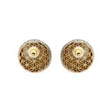 925 Sterling Silver Gold Plated Polki Diamond Precious Stud Earring