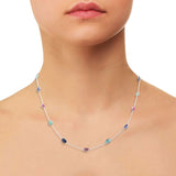 925 Sterling Silver Natural Sapphire, Emerald and Ruby Gemstone Gold Plated Necklace