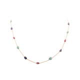 925 Sterling Silver Natural Sapphire, Emerald and Ruby Gemstone Gold Plated Necklace