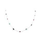 925 Sterling Silver Natural Sapphire, Emerald and Ruby Gemstone Gold Plated Necklace