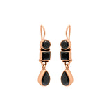 Natural Black Onyx 925 Silver Gold plated Earring