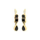 Natural Black Onyx 925 Silver Gold plated Earring