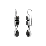 Natural Black Onyx 925 Silver Gold plated Earring